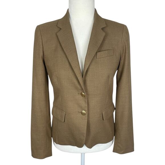 J.Crew Wool Blend Schoolboy Blazer Jacket Classic Preppy Tan Women's Size 0 - Picture 1 of 15